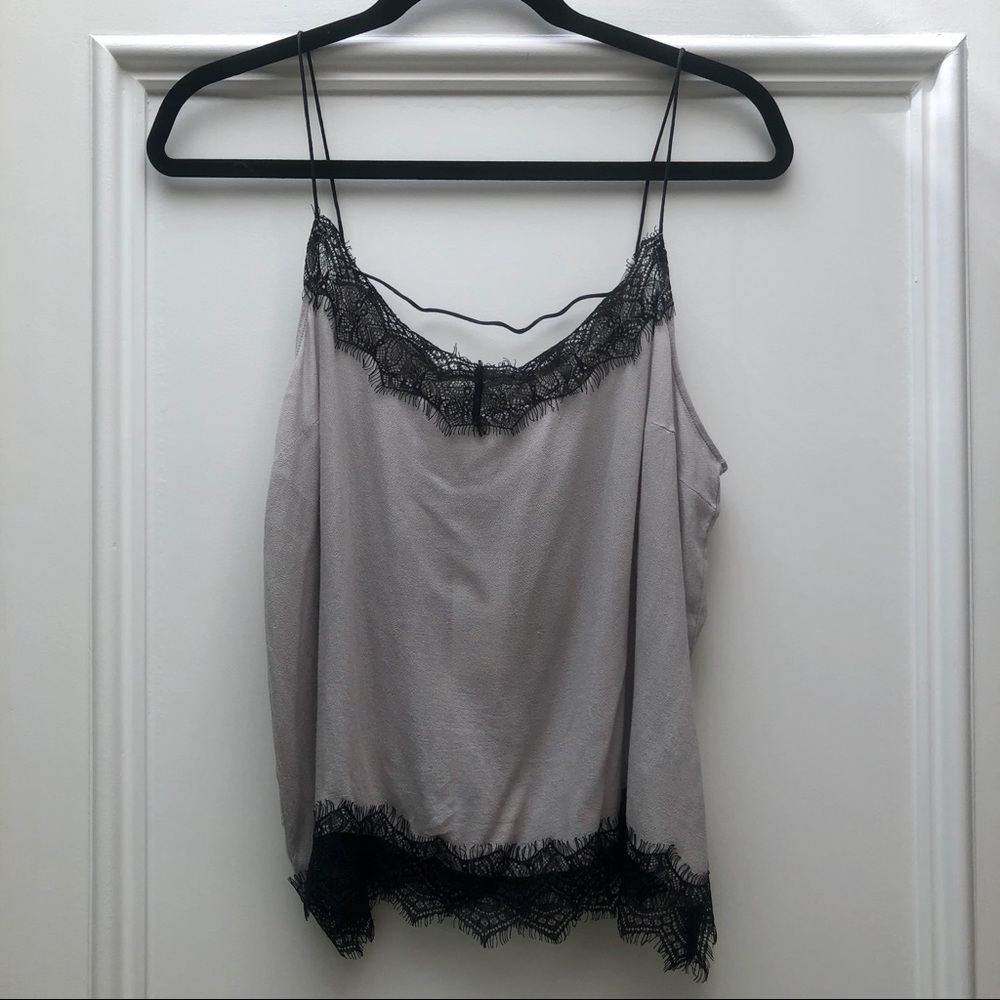 Lace Trim Grey Tank